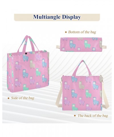 Alpaca Pattern Pink Corduroy Tote Bag for Women Hobo Crossbody Bag Purse Stylish Shoulder Handbag Messenger Bags, S $13.86 Totes