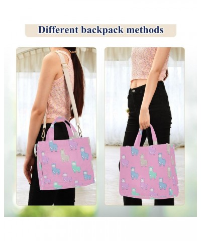 Alpaca Pattern Pink Corduroy Tote Bag for Women Hobo Crossbody Bag Purse Stylish Shoulder Handbag Messenger Bags, S $13.86 Totes