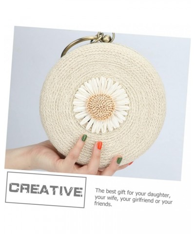 1pc Handbag Round Rattan Bags Tote Purse for Women Beach Bag Women Hand Bag Hand Bags Purses for Women Shoulder Bag Beach Han...