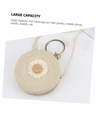 1pc Handbag Round Rattan Bags Tote Purse for Women Beach Bag Women Hand Bag Hand Bags Purses for Women Shoulder Bag Beach Han...