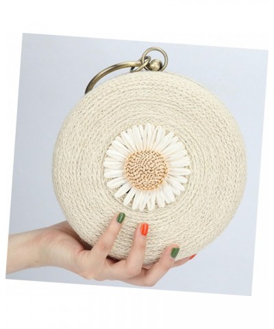 1pc Handbag Round Rattan Bags Tote Purse for Women Beach Bag Women Hand Bag Hand Bags Purses for Women Shoulder Bag Beach Han...