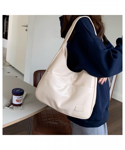 Women Vintage Hobo Bag Trendy PU Leather Shoulder Bag Large Capacity Retro Tote Handbag Satchel Armpit Bag Daily Datin White ...