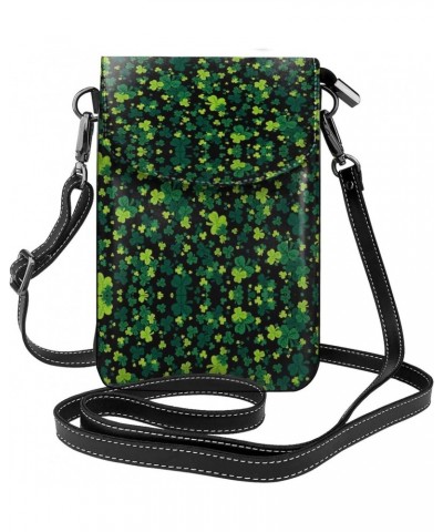 St Patrick'S Shamrock Print Small Crossbody Phone Bag For Women Pu Leather Cellphone Purse Shoulder Bag Wallet $11.88 Crossbo...