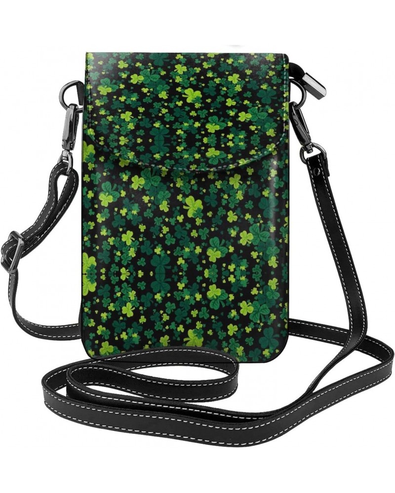 St Patrick'S Shamrock Print Small Crossbody Phone Bag For Women Pu Leather Cellphone Purse Shoulder Bag Wallet $11.88 Crossbo...