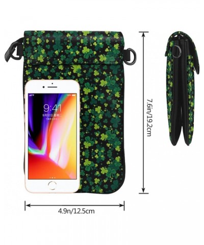 St Patrick'S Shamrock Print Small Crossbody Phone Bag For Women Pu Leather Cellphone Purse Shoulder Bag Wallet $11.88 Crossbo...