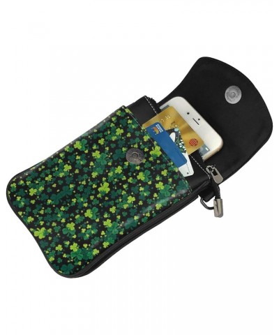 St Patrick'S Shamrock Print Small Crossbody Phone Bag For Women Pu Leather Cellphone Purse Shoulder Bag Wallet $11.88 Crossbo...