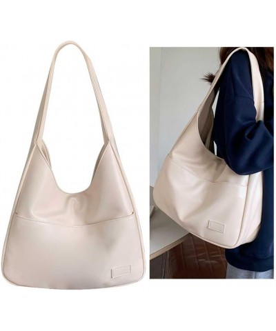 Women Vintage Hobo Bag Trendy PU Leather Shoulder Bag Large Capacity Retro Tote Handbag Satchel Armpit Bag Daily Datin White ...