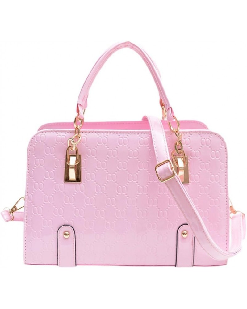 Womens PU Leather Crocodile Grain OL Business Shoulder Bag Pink $19.79 Shoulder Bags