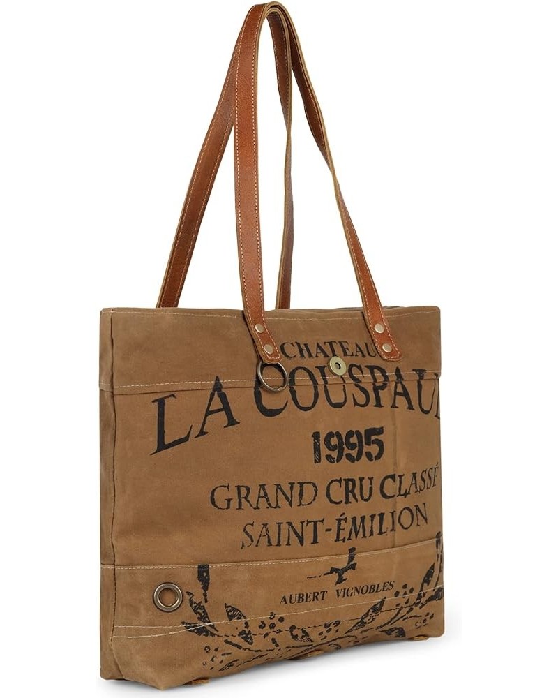 La Couspaude Upcycled Canvas Hand Bag Upcycled Canvas & Cowhide Tote Bag Radiant Upcycled Canvas & Cowhide Leather Bag Brown ...