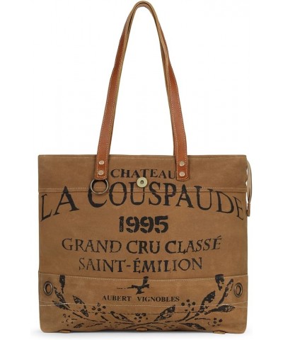 La Couspaude Upcycled Canvas Hand Bag Upcycled Canvas & Cowhide Tote Bag Radiant Upcycled Canvas & Cowhide Leather Bag Brown ...