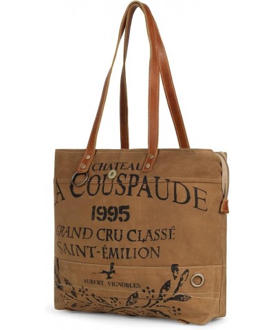 La Couspaude Upcycled Canvas Hand Bag Upcycled Canvas & Cowhide Tote Bag Radiant Upcycled Canvas & Cowhide Leather Bag Brown ...