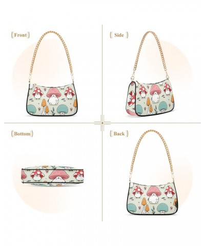 Mushroom Cartoon Women Shoulder Bag Clutch Chain Purse Handbags with Zipper Pocket Tote Bag for Vacation Trip $17.69 Totes