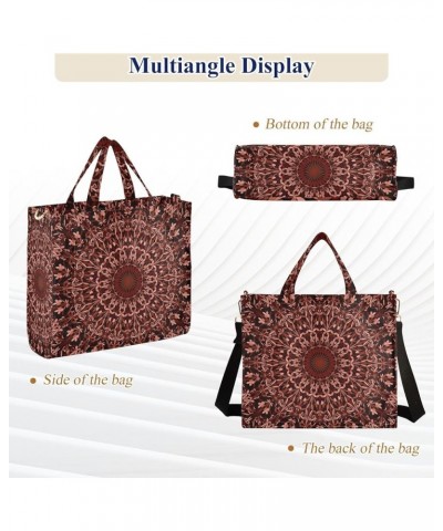 Boho Folk Tote Bag for Women Corduroy Shoulder Bag Tote Handbag Travel Crossbody Bag for Vacation Beach Trip Mandala Red $11....