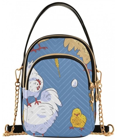 Cute Chicken and Eggs Quilted Crossbody Bag for Women, Small Cell Phone Bag Shoulder Handbags Purse with Leather Strap $13.51...