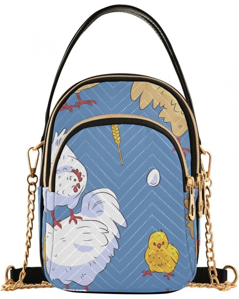 Cute Chicken and Eggs Quilted Crossbody Bag for Women, Small Cell Phone Bag Shoulder Handbags Purse with Leather Strap $13.51...