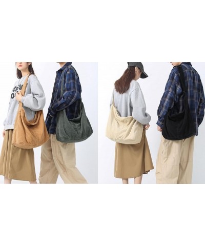 Corduroy Crossbody Bags for Women Trendy Travel Purse Shoulder Bags Large Hobo Bags Tote Messenger Bags Brown $11.00 Totes