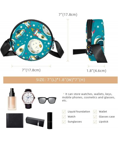 Starry Sky Space Galaxy Crossbody Bag for Women Teen Girls Round Canvas Shoulder Bag Purse Tote Handbag Bag Multi04 $12.59 Totes