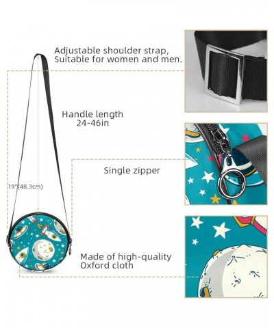 Starry Sky Space Galaxy Crossbody Bag for Women Teen Girls Round Canvas Shoulder Bag Purse Tote Handbag Bag Multi04 $12.59 Totes