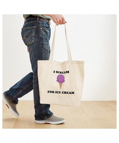 Keep Calm And Ice Cream Tote Bag Natural Canvas Tote Bag, Cloth Shopping Bag I Scream for Ice Cream (Purple) Tote Bag $9.43 T...