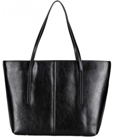 Genuine Leather Tote Bags for Women Women's Shoulder Purses Vintage Handbags Top Handle Work Bags for Women Black $36.02 Totes