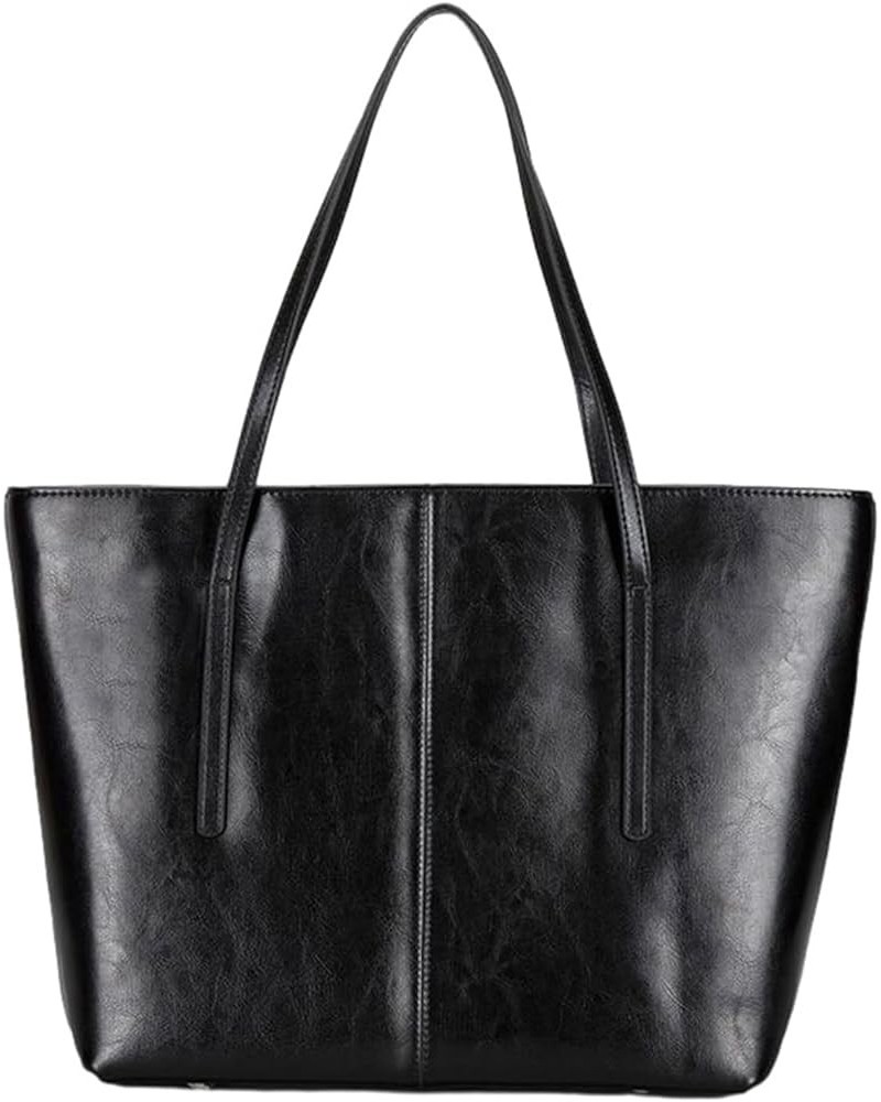 Genuine Leather Tote Bags for Women Women's Shoulder Purses Vintage Handbags Top Handle Work Bags for Women Black $36.02 Totes