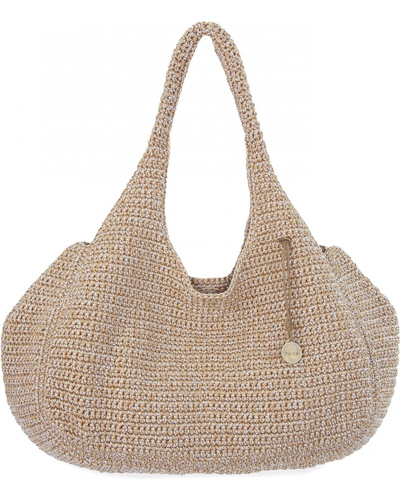 Rylan Medium Satchel in Hand-Crochet, Single Shoulder Strap, Bamboo Static $39.10 Handbags