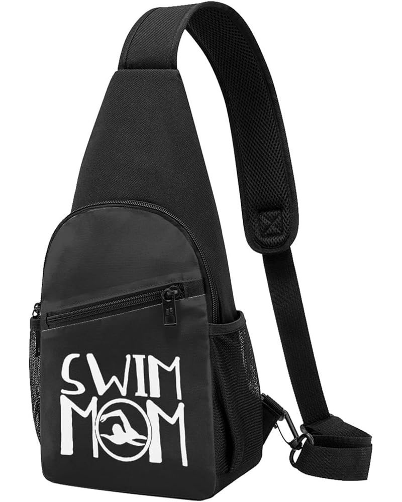 Swim Mom Cross Body Adjustable Travel Hiking Crossbody Bags, For Hiking Outdoor One Size Black $23.65 Crossbody Bags