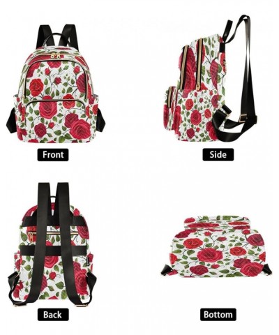 Vintage Red Rose Flowers Women Backpack Purse Ladies Fashion Shoulder Bag Daypack Travel Bag 10L Medium $15.40 Backpacks