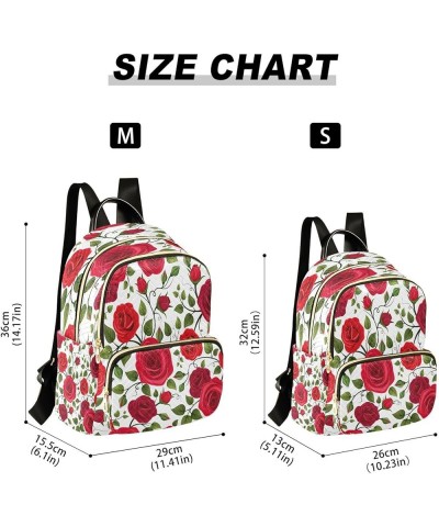 Vintage Red Rose Flowers Women Backpack Purse Ladies Fashion Shoulder Bag Daypack Travel Bag 10L Medium $15.40 Backpacks