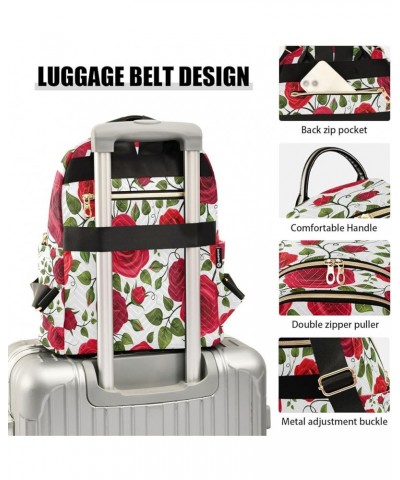 Vintage Red Rose Flowers Women Backpack Purse Ladies Fashion Shoulder Bag Daypack Travel Bag 10L Medium $15.40 Backpacks