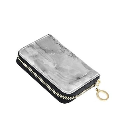 Silver White Black Swirls Marble Agate Shiny Silver Dark Starry Night Credit Card Coin wallet, Key Change Organizer Zipper Pu...