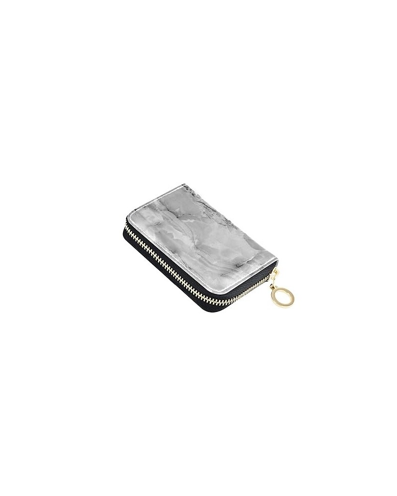 Silver White Black Swirls Marble Agate Shiny Silver Dark Starry Night Credit Card Coin wallet, Key Change Organizer Zipper Pu...