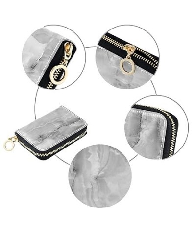 Silver White Black Swirls Marble Agate Shiny Silver Dark Starry Night Credit Card Coin wallet, Key Change Organizer Zipper Pu...