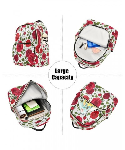 Vintage Red Rose Flowers Women Backpack Purse Ladies Fashion Shoulder Bag Daypack Travel Bag 10L Medium $15.40 Backpacks