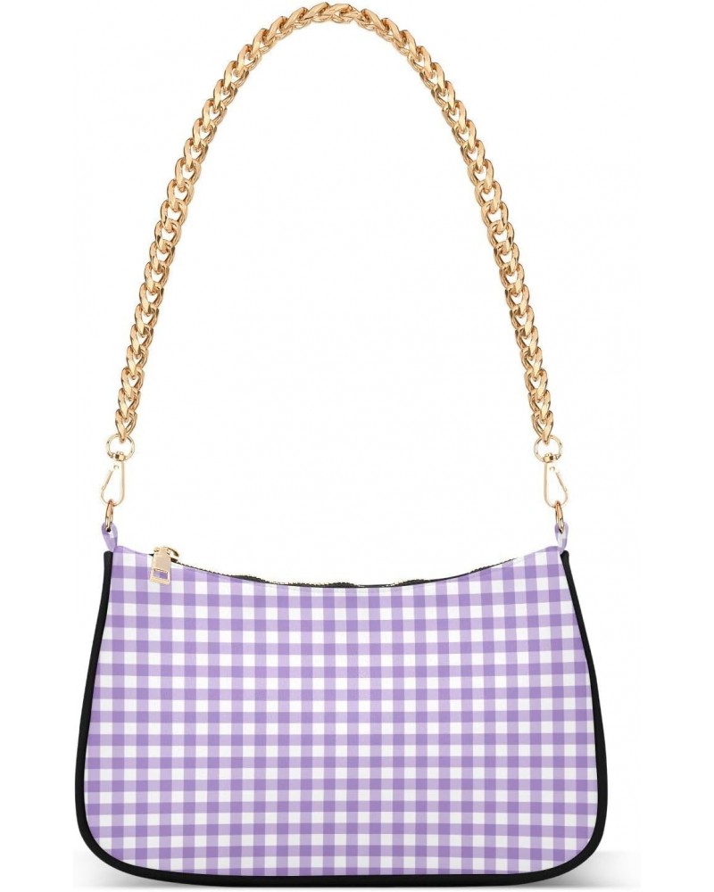 Shoulder Bag Gingham Tiny Purple Plaid Women Clutch Handbag Shoulder Purch Boho Bag Date Chain Bag Tote Bag Spring Holiday Bi...