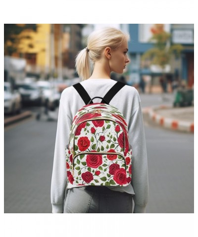 Vintage Red Rose Flowers Women Backpack Purse Ladies Fashion Shoulder Bag Daypack Travel Bag 10L Medium $15.40 Backpacks