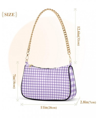 Shoulder Bag Gingham Tiny Purple Plaid Women Clutch Handbag Shoulder Purch Boho Bag Date Chain Bag Tote Bag Spring Holiday Bi...