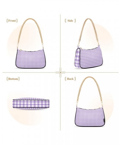 Shoulder Bag Gingham Tiny Purple Plaid Women Clutch Handbag Shoulder Purch Boho Bag Date Chain Bag Tote Bag Spring Holiday Bi...