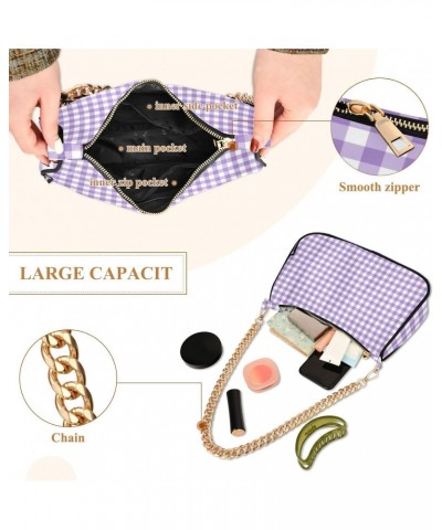 Shoulder Bag Gingham Tiny Purple Plaid Women Clutch Handbag Shoulder Purch Boho Bag Date Chain Bag Tote Bag Spring Holiday Bi...