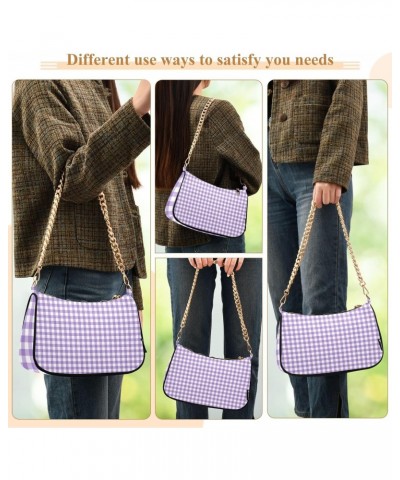 Shoulder Bag Gingham Tiny Purple Plaid Women Clutch Handbag Shoulder Purch Boho Bag Date Chain Bag Tote Bag Spring Holiday Bi...