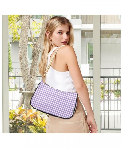 Shoulder Bag Gingham Tiny Purple Plaid Women Clutch Handbag Shoulder Purch Boho Bag Date Chain Bag Tote Bag Spring Holiday Bi...