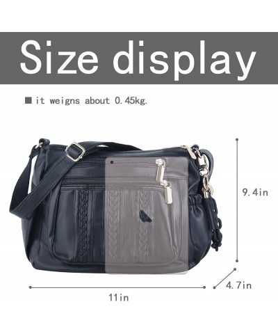 Crossbody Purse for Women Multi Pocket Pocketbooks Ladies Soft PU Leather Shoulder Bag Top Handle Satchel with Tassel Black $...