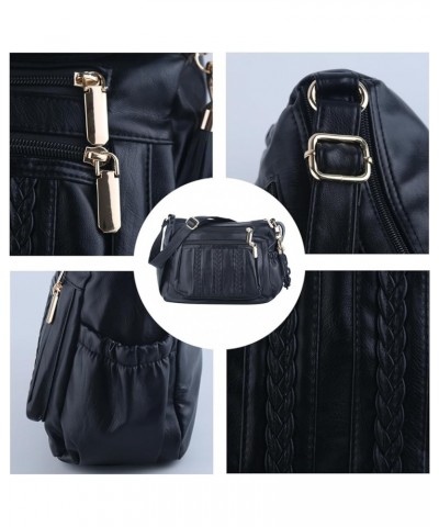 Crossbody Purse for Women Multi Pocket Pocketbooks Ladies Soft PU Leather Shoulder Bag Top Handle Satchel with Tassel Black $...