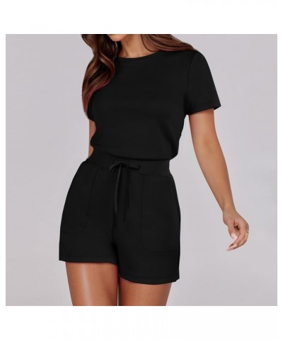 Jumper Pants Sport Sleeveless Solid Jumpsuit With 4 Pockets Womens Shorts Romper Black-2➤➤ Womens Rompers 2024 Summer $11.83 ...