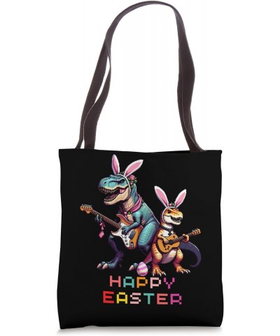 T-rex Happy Easter Eggs Retro Vintage Pixel Art Rock Guitar Tote Bag $11.02 Totes