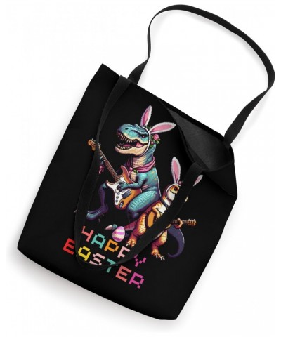 T-rex Happy Easter Eggs Retro Vintage Pixel Art Rock Guitar Tote Bag $11.02 Totes