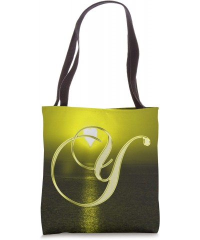 Y Yellow Heart Beach Ocean Lake Sun Moon Initial Letter Name Tote Bag $12.45 Totes