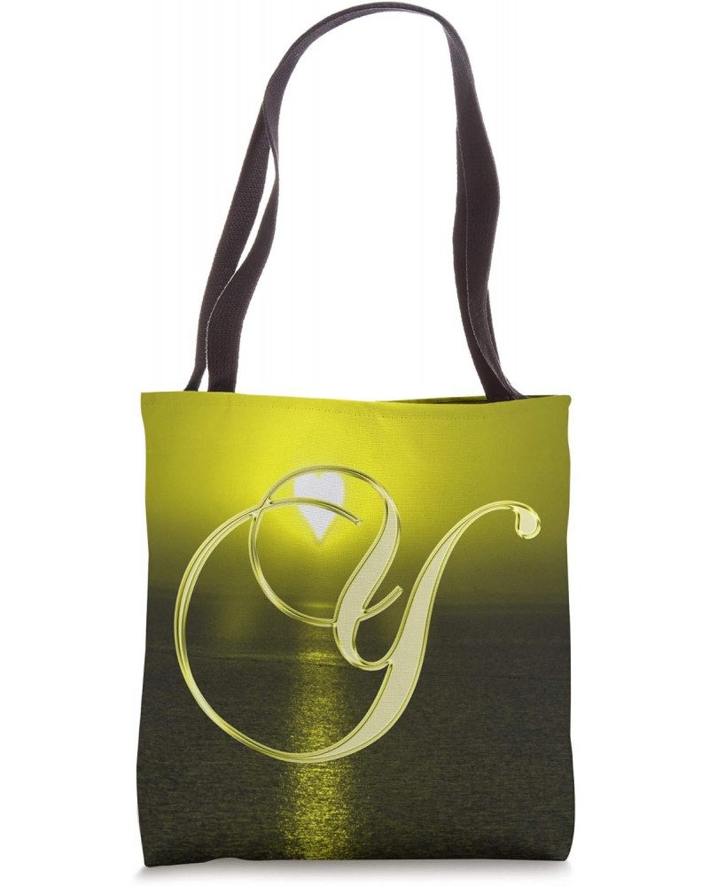 Y Yellow Heart Beach Ocean Lake Sun Moon Initial Letter Name Tote Bag $12.45 Totes