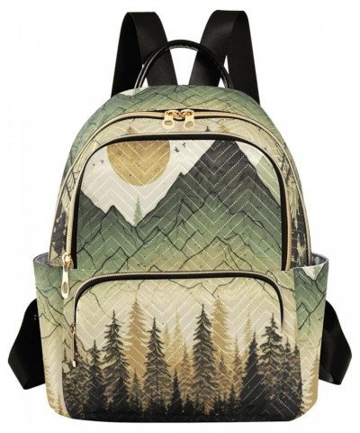 Small Fashion Backpack for Women Green Forest Mountain Print Ladies Travel Daypack Aesthetic Shoulder Bag 10.2×5.1×12.5 IN $1...