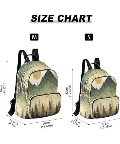 Small Fashion Backpack for Women Green Forest Mountain Print Ladies Travel Daypack Aesthetic Shoulder Bag 10.2×5.1×12.5 IN $1...